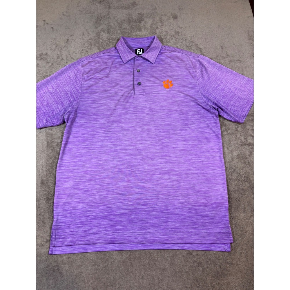 FootJoy Clemson Tigers Mens Large Purple Heathered Golf Polo Shirt Short Sleeve